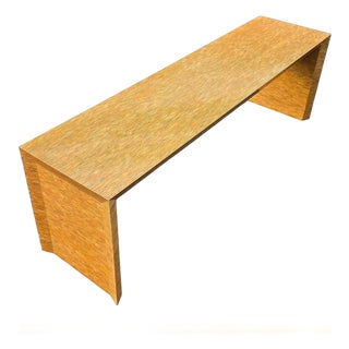 Late 20th Century Postmodern Laminated Multi-Species Wood Slat Waterfall Bench, Late 20th Century For Sale