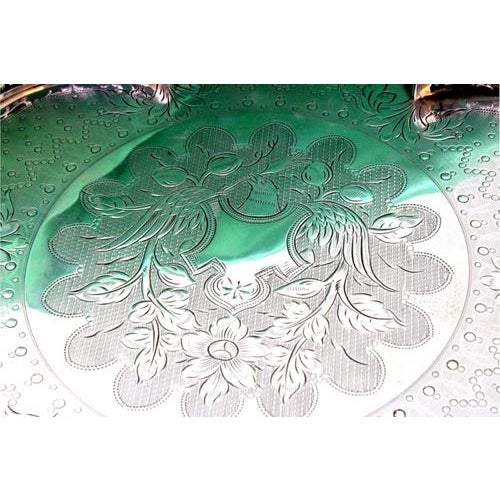 Silver Lobed Salver with Engraved Floral Motifs For Sale - Image 4 of 7