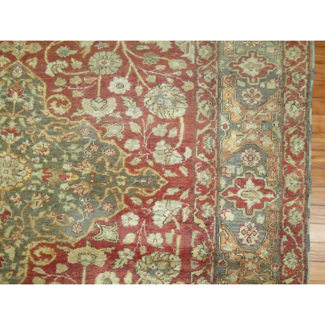 Rosy Red and Gray Antique Turkish Sivas Carpet For Sale - Image 4 of 6