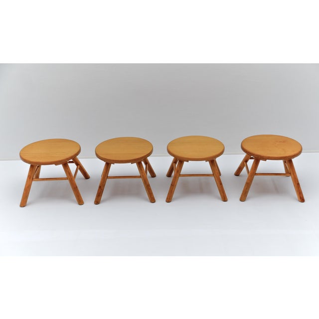 Wood Mid-Century Modern Oak Stools, 1960s, Set of 4 For Sale - Image 7 of 13