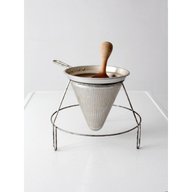 Wood Mid-Century Conical Strainer Set With Stand and Wooden Pestle For Sale - Image 7 of 13