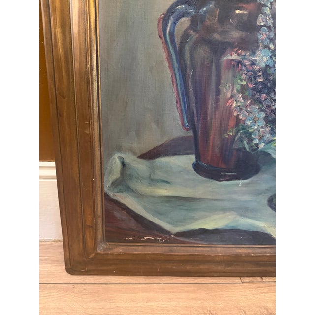Vintage 1938 Floral Still Life Oil Painting, Signed Ashley, in Gilt Wood Frame For Sale - Image 13 of 16