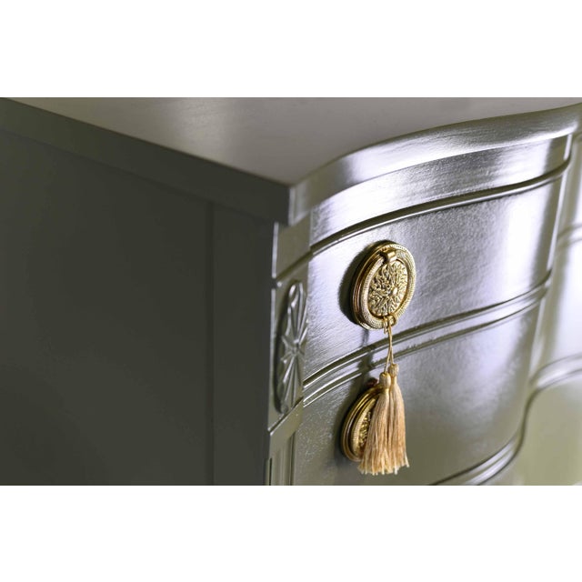 Mid Century Regency Style Mahogany Serpentine Highboy in Green - Newly Painted For Sale - Image 9 of 12