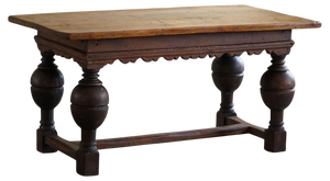 19th Century Antique Baroque Dining / Desk Table in Oak, Danish Cabinetmaker