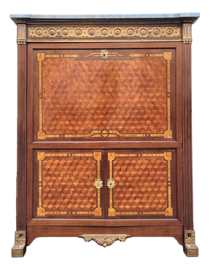 Grand Secretary with Flap in Marquetry, Late 19th Century