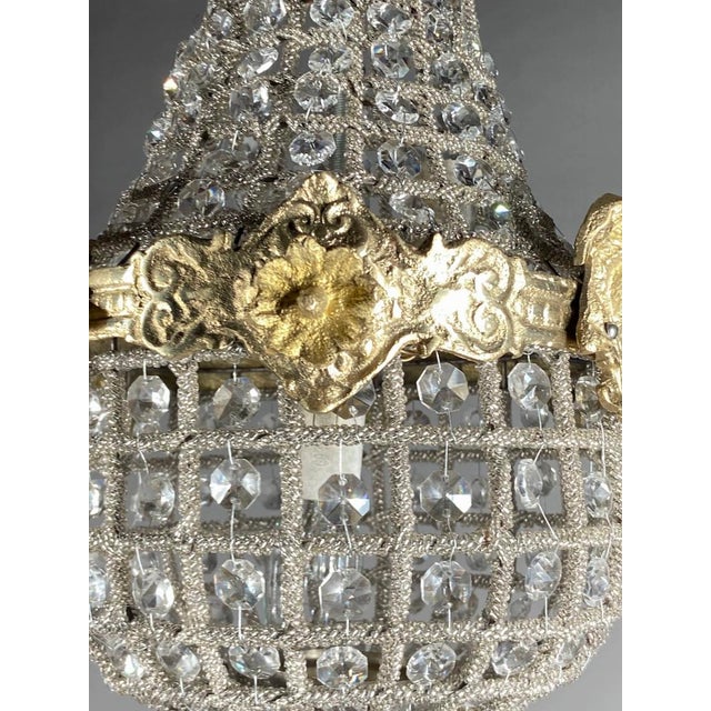 1980s French Louis XVI Gold Bronze Chandelier Ceiling Light – 1 Pc For Sale - Image 14 of 15