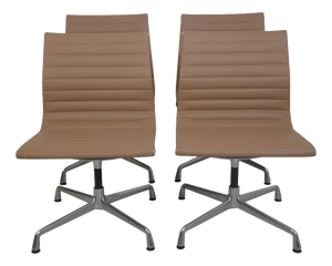 Vintage EA103 Chairs in Beige Leather by Charles Eames, 2019, Set of 4