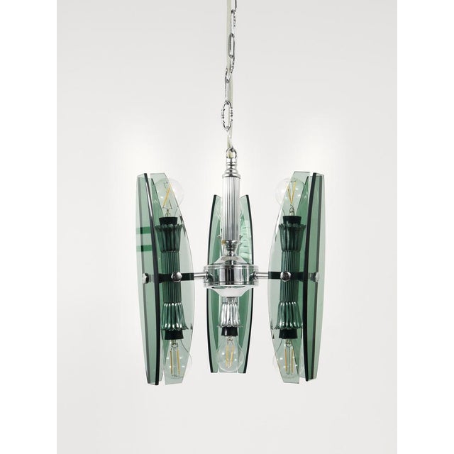 Glass and Chrome Pendant Light by Veca Murano, 1970s For Sale - Image 17 of 18