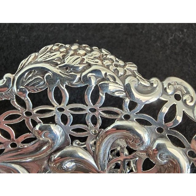 19th Century Antique Victorian Sterling Silver Bon Bon Dishes by William Comyns, 1891, Set of 2 For Sale - Image 5 of 14