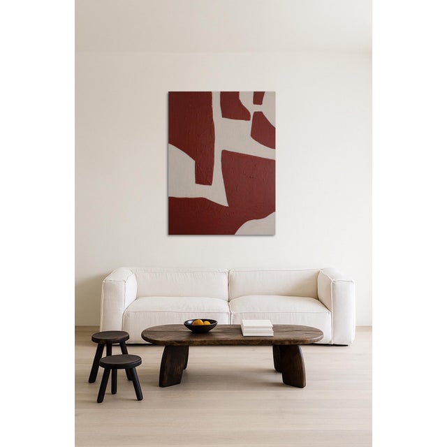 Bring warmth and sophistication to your space with this minimalist abstract painting in earthy terracotta and beige tones....