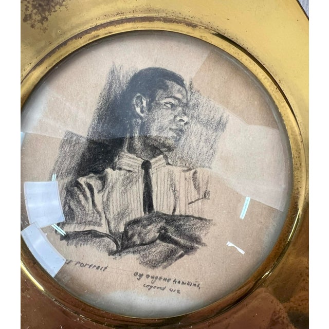 1960s Mid Century Self Portrait of the Artist Original Drawing on Paper by Eugene Hawkins For Sale - Image 5 of 5