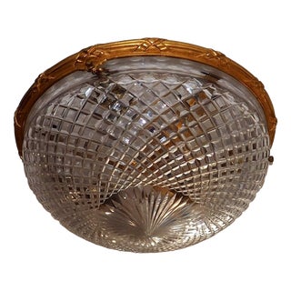 French Empire Bronze Cut Glass Ceiling Light For Sale