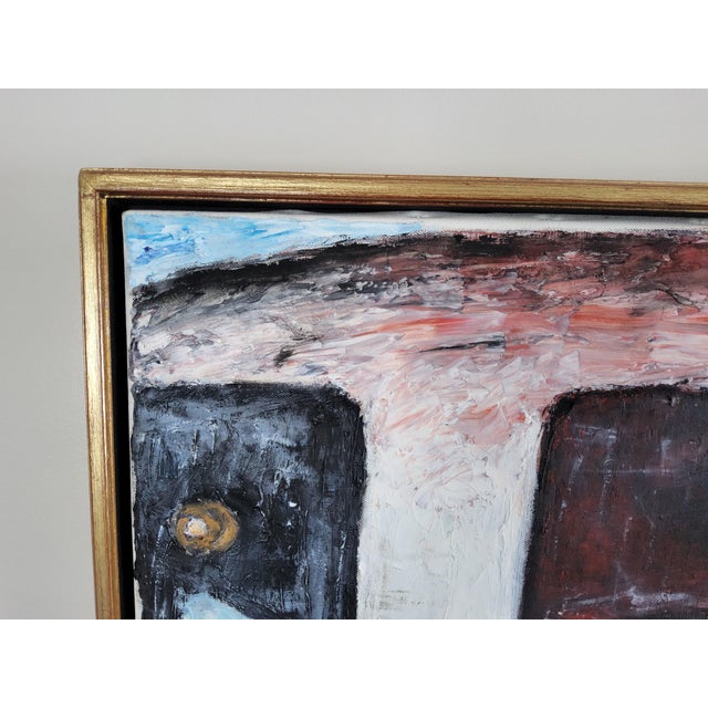 Blue Mid Century Swedish Modernist Naivist Maritime Oil Painting of a Fisherman For Sale - Image 8 of 18
