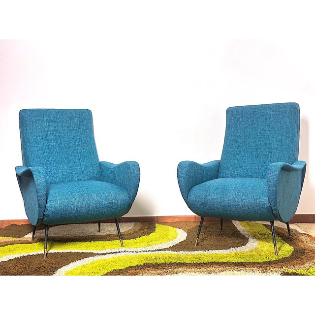 Pair of "lady" armchairs from the 50s. Design attributed to marco zanuso, a masterpiece of made in italy, lady was awarded...