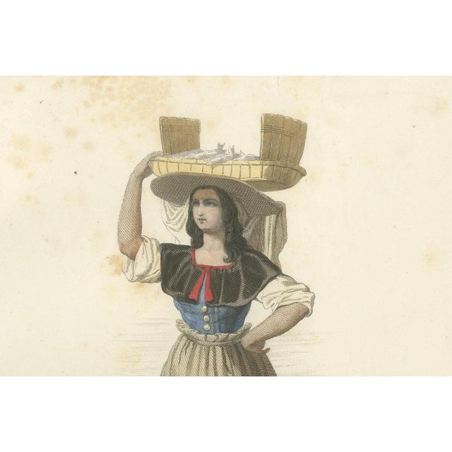 Portuguese & Madeira Folk Costume Engravings, 1850, Engraving For Sale - Image 14 of 15