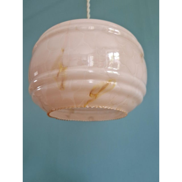 Art Deco Pendant Lights in Pink Marbled Opaline Glass, 1930s, Set of 2 For Sale - Image 10 of 15