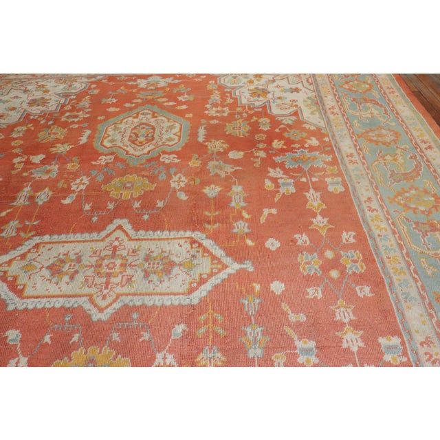 Textile Orange Peel Antique Zabihi Collection Turkish Oushak Carpet For Sale - Image 7 of 9