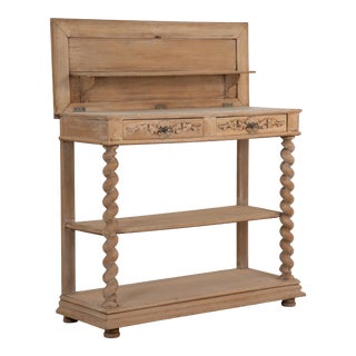 19th Century French Bleached Oak and Marble Buffet Console For Sale