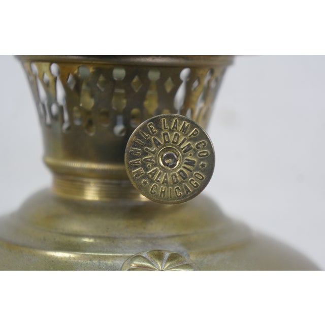 Antique Aladdin Mantle Lamp Co Brass Converted Hurricane Oil Lantern Lamp 20" For Sale - Image 12 of 18