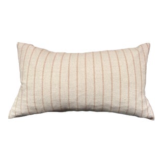 Coastal Farmhouse Chic Natural Stripe Hemp Lumbar Pilllow For Sale
