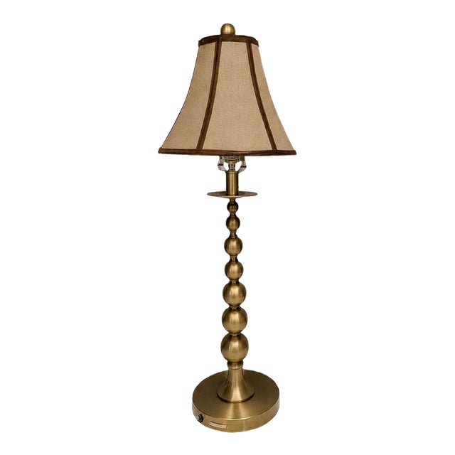 Vintage Mid-Century Modern Ralph Lauren Brushed Gold Stacked Ball Desk Lamp. For Sale