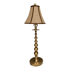 Vintage Mid-Century Modern Ralph Lauren Brushed Gold Stacked Ball Desk Lamp.