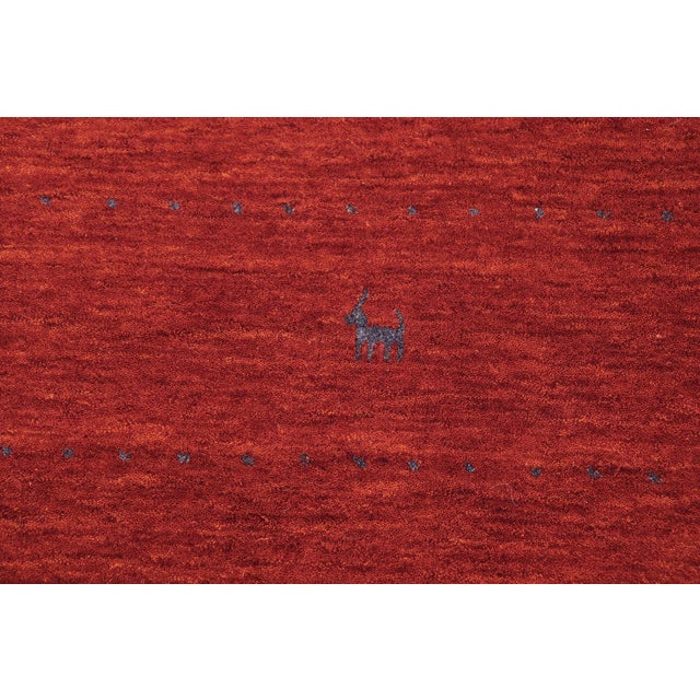 Burnt Orange Modern Gabbeh Magnolia Rust Wool Rug - 8'2''x9'10'' For Sale - Image 8 of 9