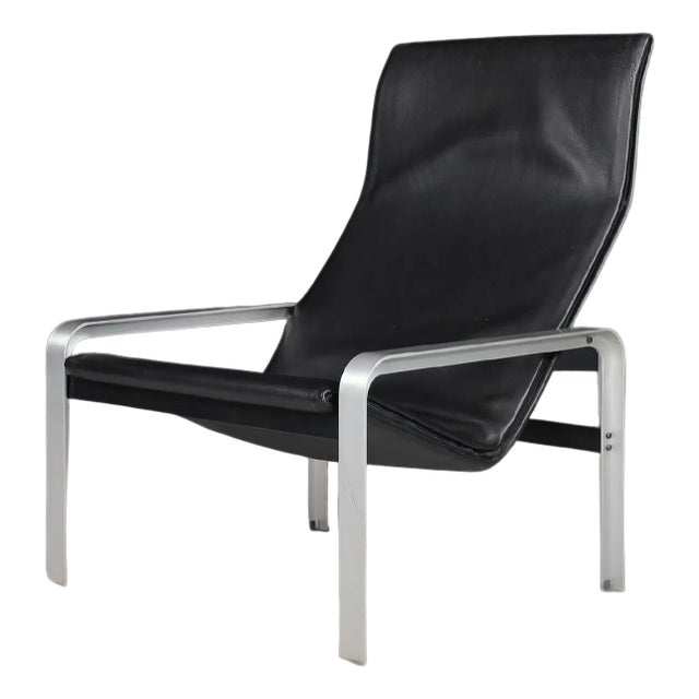 Italian Black Leather Lounge Chair by Matteo Grassi, 1970s For Sale