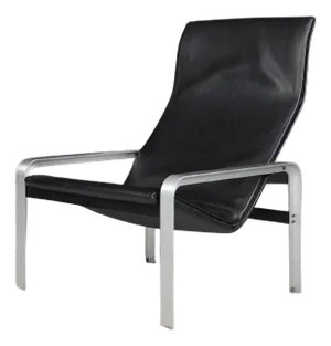Italian Black Leather Lounge Chair by Matteo Grassi, 1970s