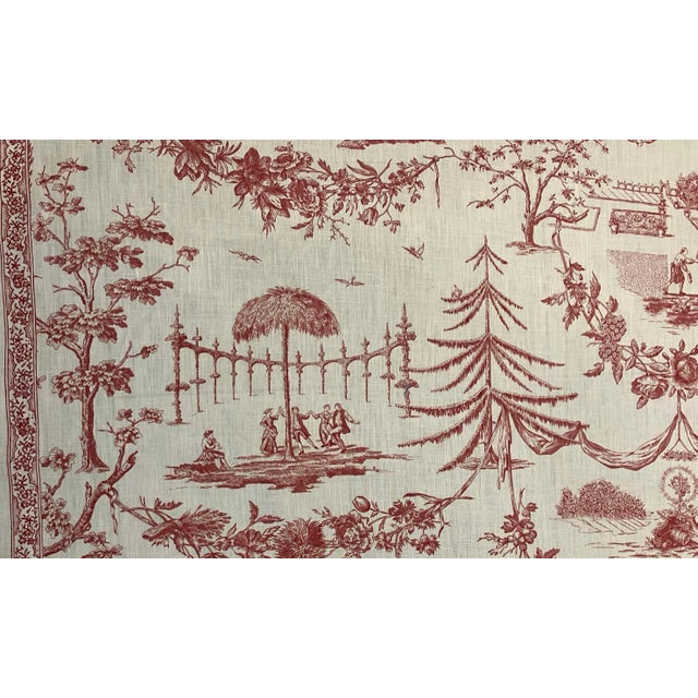 5 Yards Brunschwig & Fils Red Toile on Linen For Sale