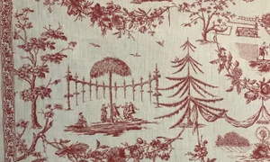 5 Yards Brunschwig & Fils Red Toile on Linen