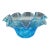 Vintage Blenko Blue Crackle Glass Ruffled Bowl. For Sale