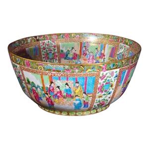 Rose Canton Porcelain Punch Bowl, Edme Samson Et Cie, Paris