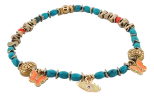 Evil Eye & Butterfly Sunset Glow Beaded Anklet