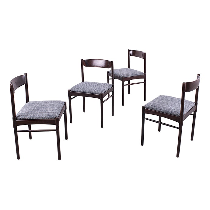 Dark Wood Dining Chairs, Set of 4 | Chairish