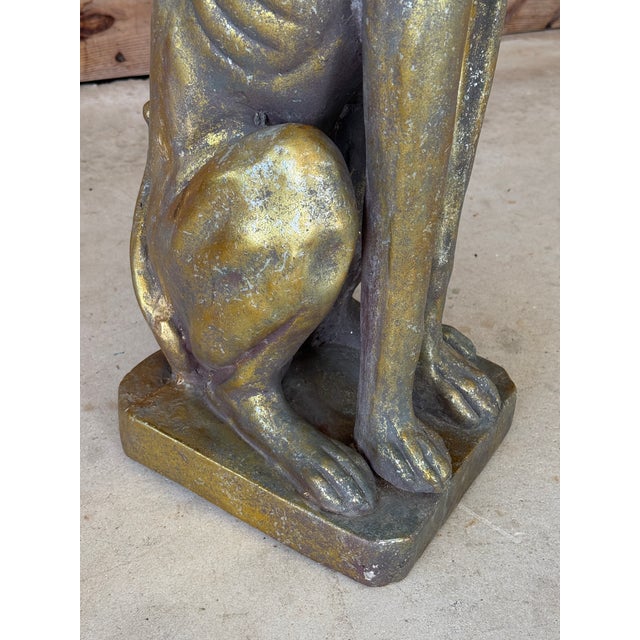 Vintage Cast Resin Greyhound Sculpture Statue With Gilt Finish Mid-20th Century For Sale In Naples, FL - Image 6 of 12