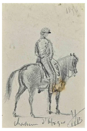 Unknown, Chasseur D'afrique, Pencil Drawing, Early 20th Century