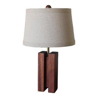 Contemporary ‘Cubismo’ Lamp With Linen Shade by Understated Design For Sale