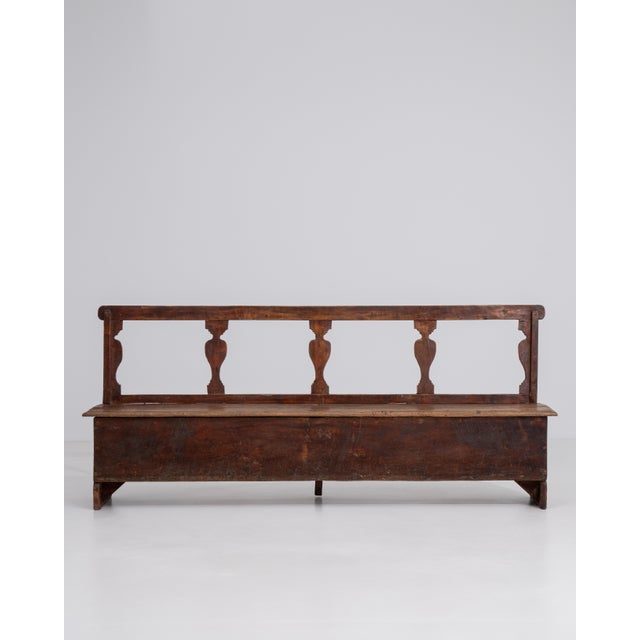 20th Century Italian Wooden Bench with Upholstered Seat For Sale - Image 4 of 13