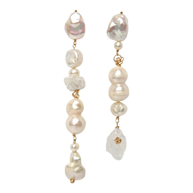 Milky Quartz Earrings, a pair For Sale