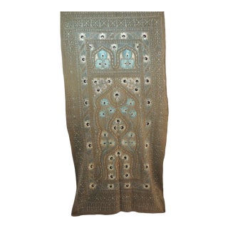 Vintage Blue and Grey Embroidery Artisanal Suzani Wall Hanging Tapestry For Sale