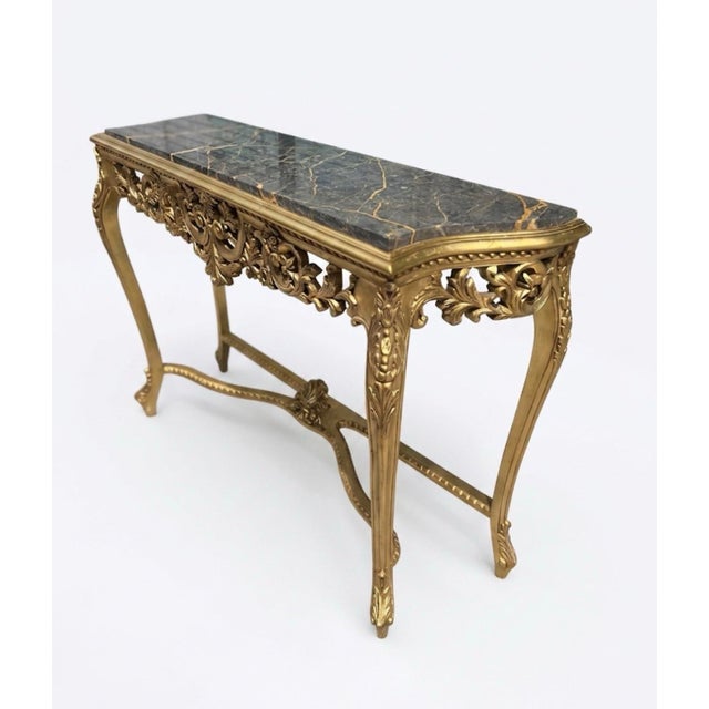 1960s Gold Leaf Console Table With Marble Top For Sale - Image 11 of 11