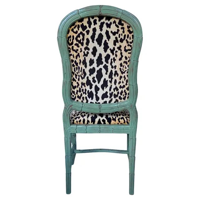 Hollywood Regency Hollywood Regency Serge Roche Style Carved Palm Animal Print Dining Accent Chair For Sale - Image 3 of 9
