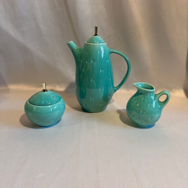 1940s 1940s Royal Haeger Green Ceramic Coffee Set - Three Pieces For Sale - Image 5 of 9