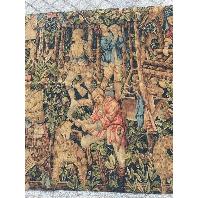 Discover the elegance of this mid-century French Aubusson style tapestry made by silk screen printed edition , featuring...