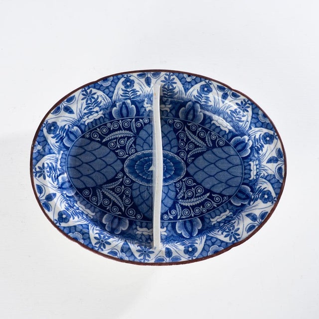 Victorian Antique Transferware Divided Bowl For Sale - Image 3 of 7