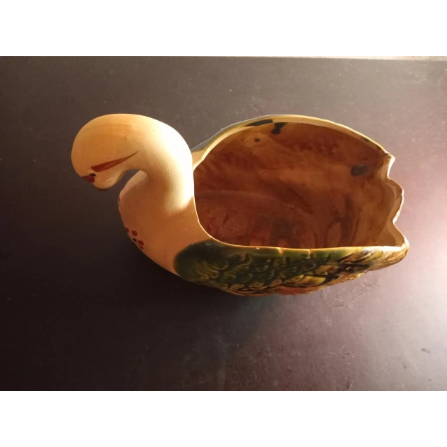 This is a STUNNING Mexican Handpainted Tonala Like 7" Swan Planter Made in Mexico. Procured at auction BOX 21