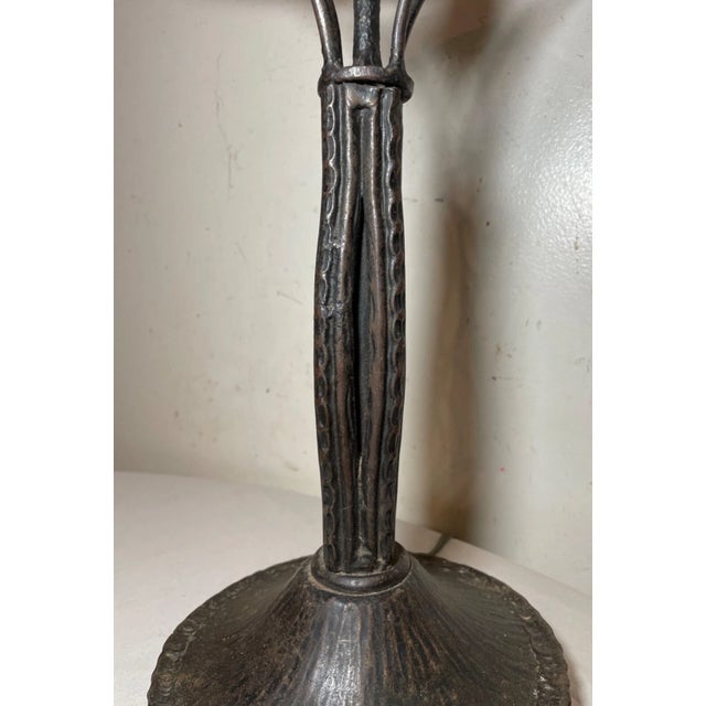 Black Rare Antique Art Deco Handmade Wrought Forged Steel Iron Electric Table Lamp For Sale - Image 8 of 17