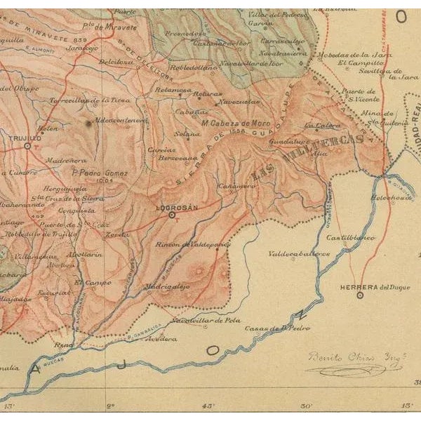 Map of the Crossroads of Extremadura, 1901 For Sale - Image 3 of 6