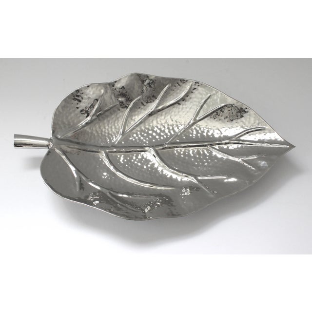 Nickel Plated Leaf Form Serving Tray For Sale In Miami - Image 6 of 13